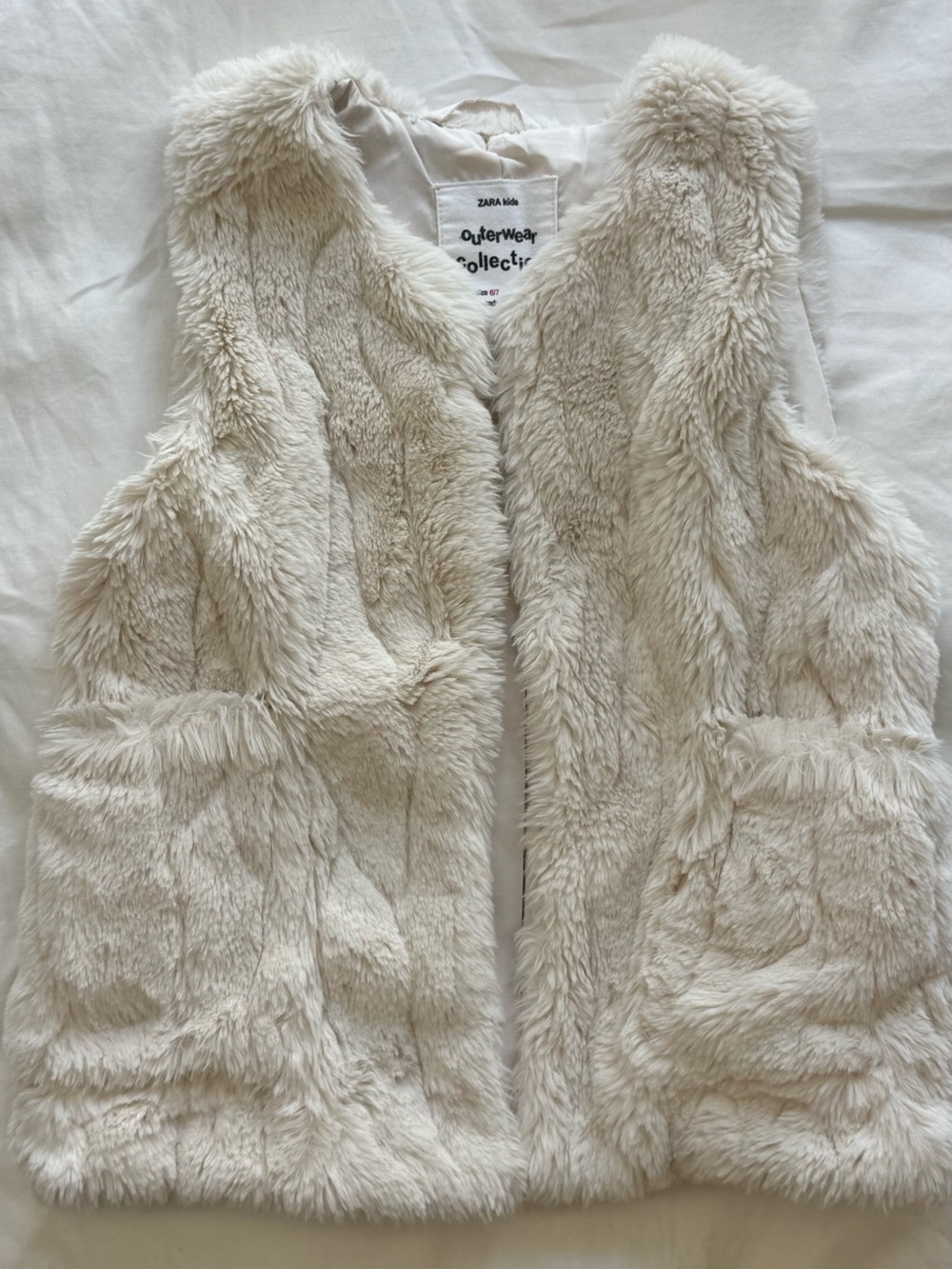 Zara Cream Faux Fur Vest - Plush Sleeveless Layer